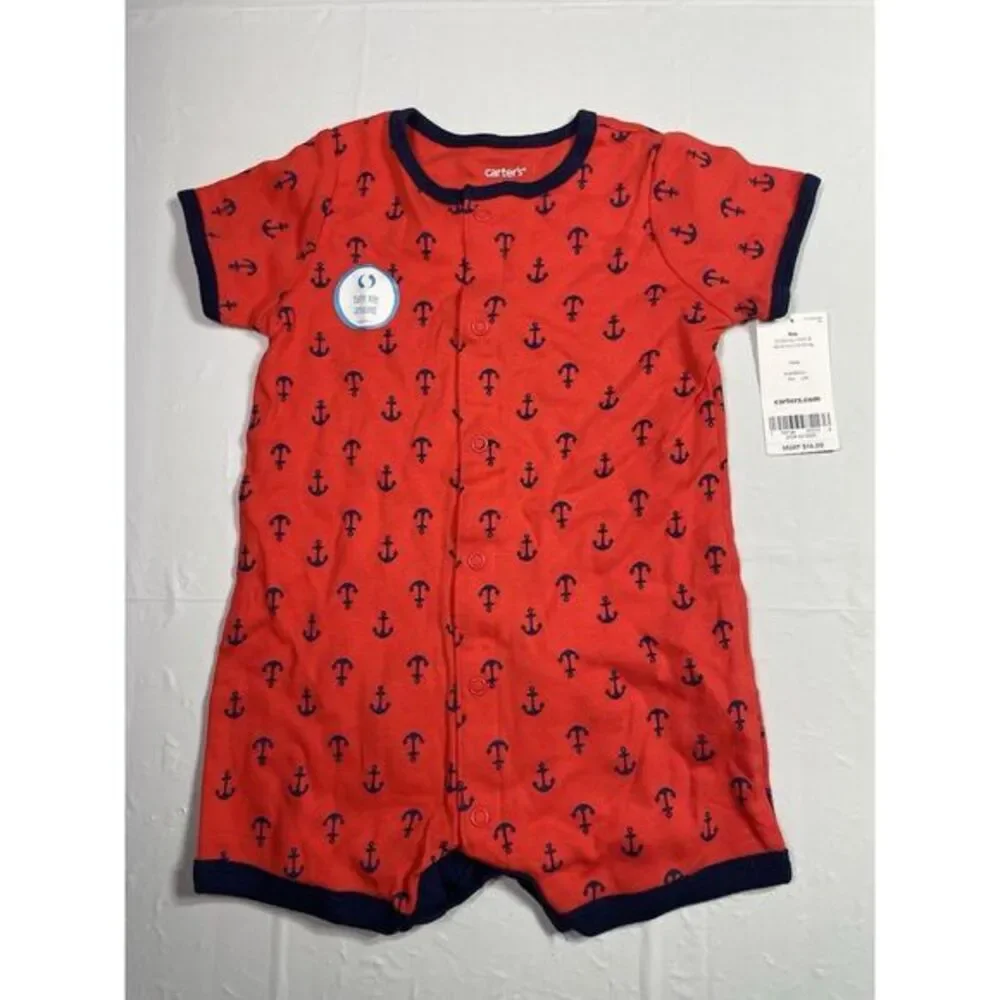 NWT Carter's Baby Boy Ship‎ Romper Anchor Red  9M